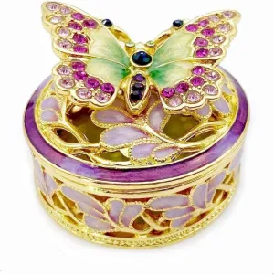 Elegant Butterfly Jewelry Trinket Boxes.Enameled Decorative Keepsake Ring Box Holder Necklace Earrings Organizer Home Decor.Butterfly Gifts for Women