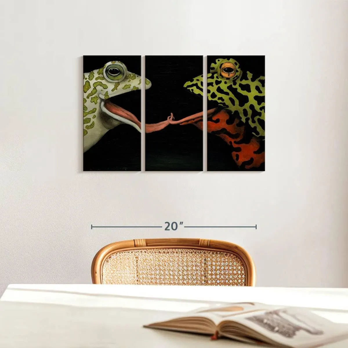 Elephant Stock - Horny Toads I Wall Art - Horizontal Multi Panel Canvas - 3 Piece Living Room Wall Decor - Painting Funny Animal Multi Piece Wall Art - Black And Green Decor by Leah Saulnier - 23" x 14"