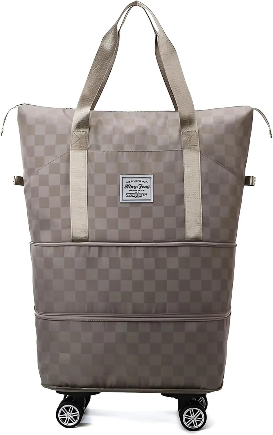 Ellniges]【Rolling Travel Bag with Wheels Oxford Canvas Luggage for Women, Spacious 55L Carry-On Trolley Bag with Retractable Handle, Lightweight Design for Airport, Train Station, Vacation Essential