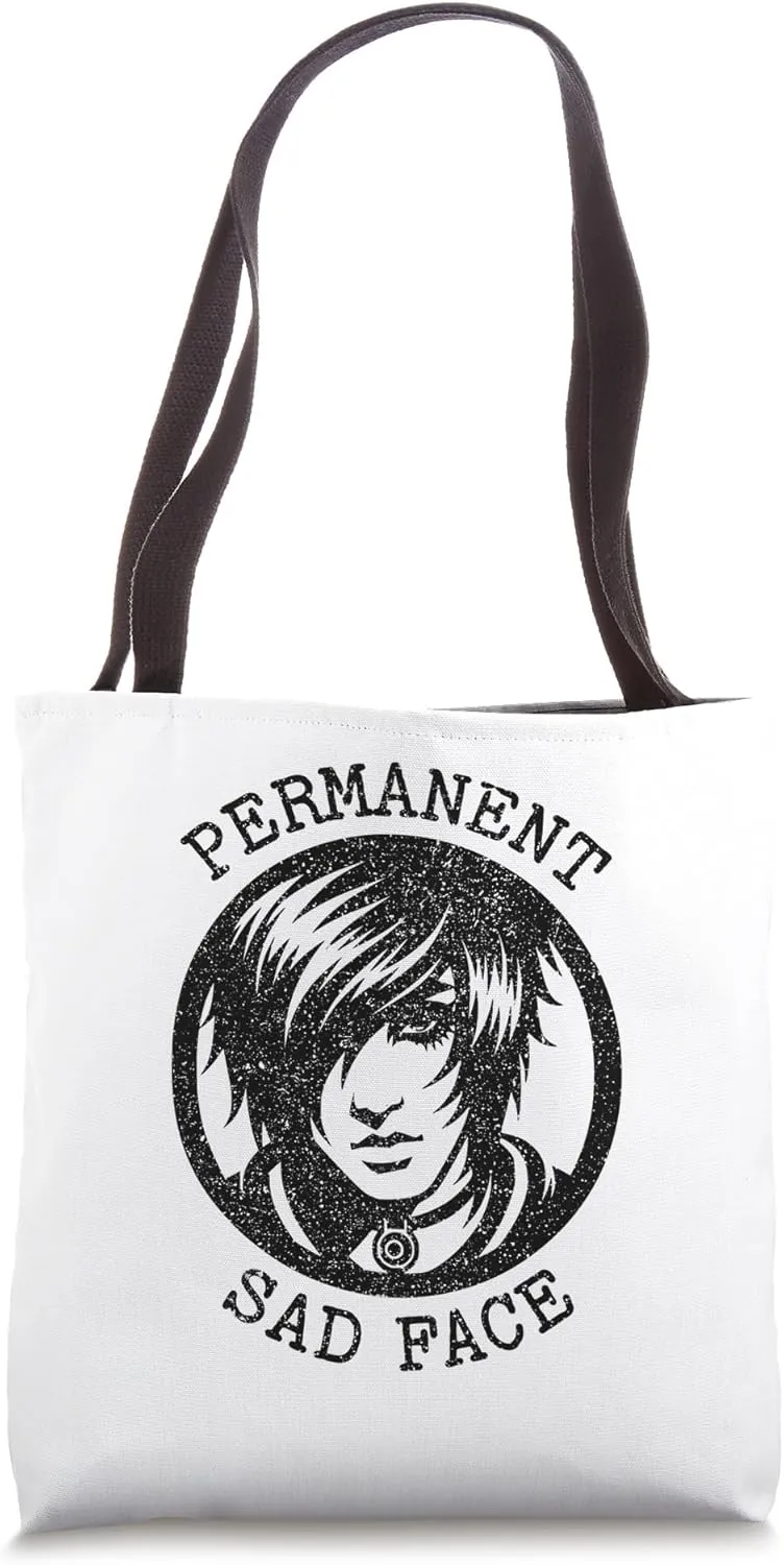Emo Permanent Sad Face Stylish Design Tote Bag