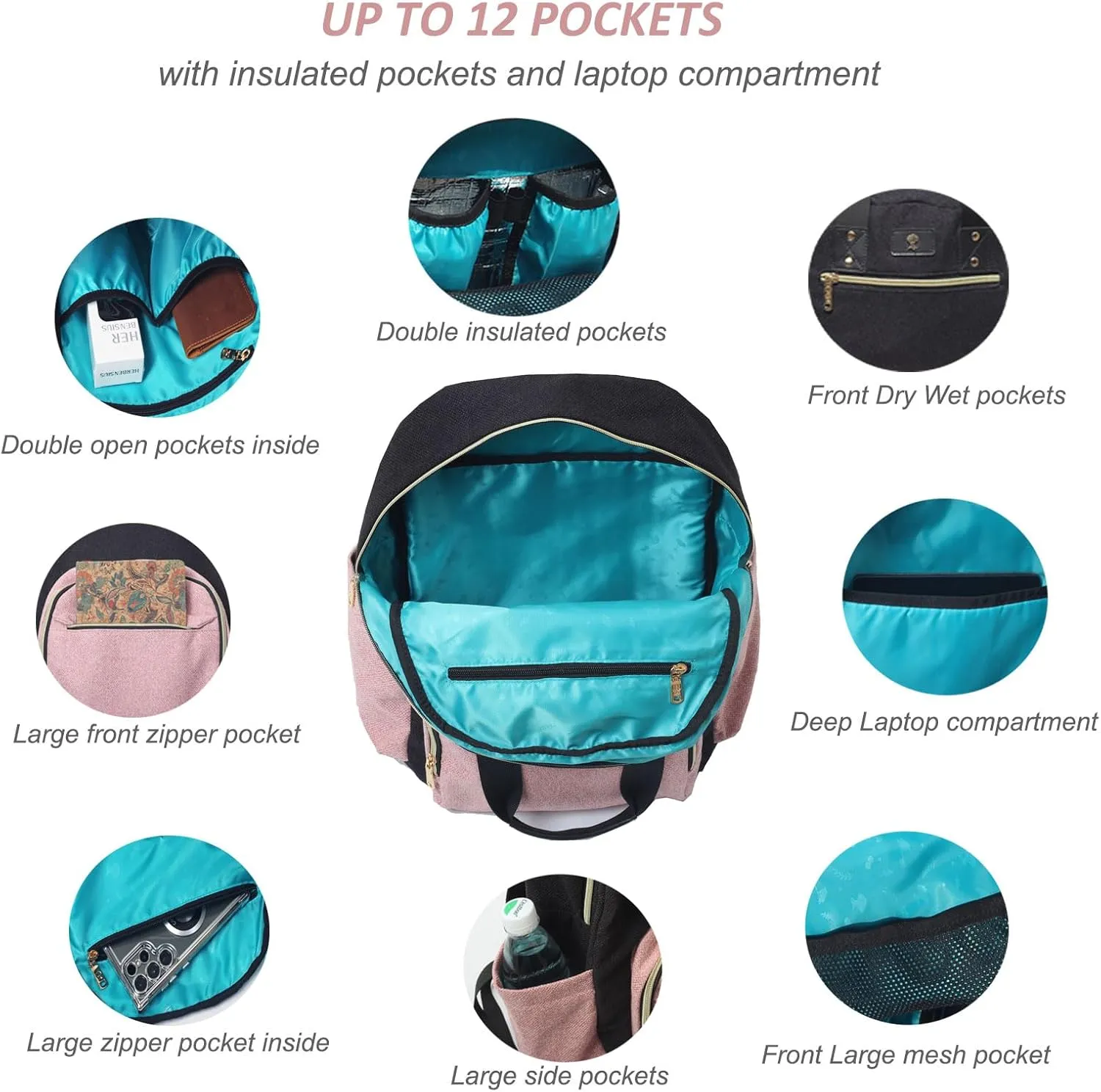 ESVAN Diaper Bag Backpack, Large Capacity Multifunction Baby Essentials Fashion Travel Pack Linen Canvas office Laptop Bag