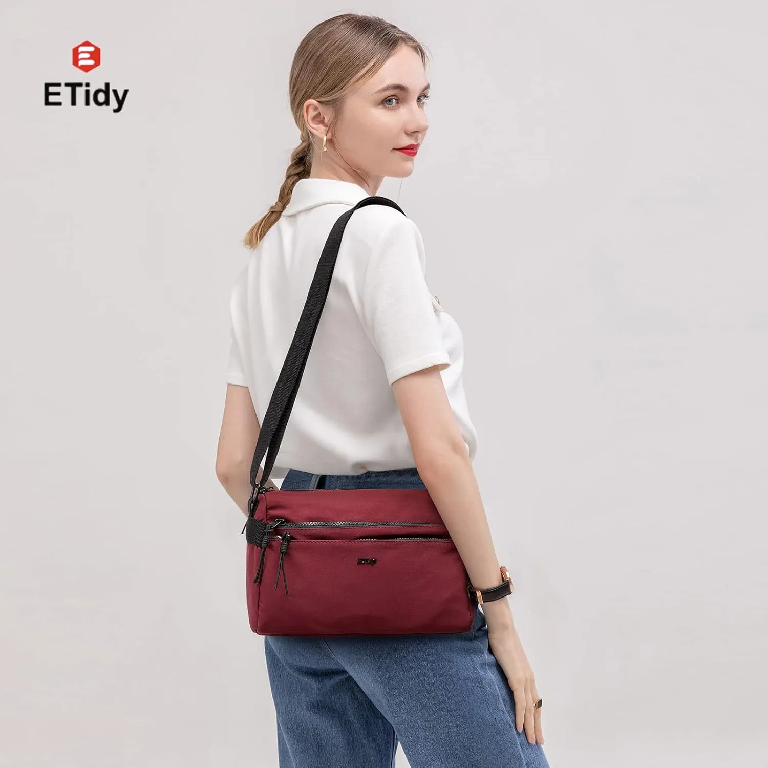 ETidy Nylon Crossbody Bag For Women Waterproof Lightweight Casual Shoulder Purse Hobo Bag