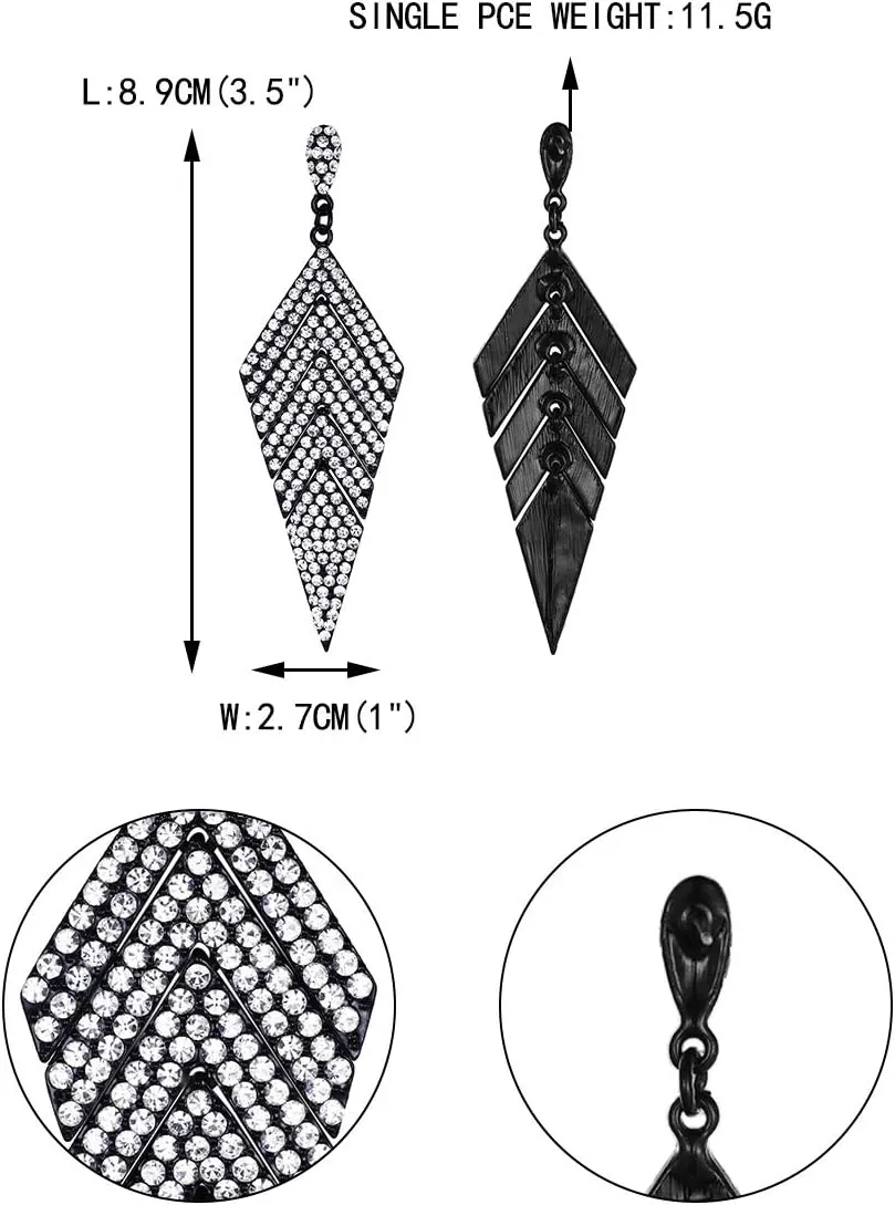 EVER FAITH Women's Crystal Elegant Vintage Banquet Multi-layered Rhombus Dangle Pierced Earrings