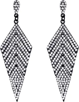 EVER FAITH Women's Crystal Elegant Vintage Banquet Multi-layered Rhombus Dangle Pierced Earrings