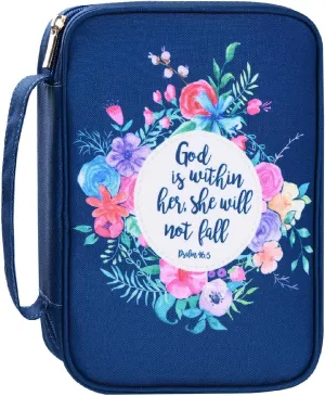 Faithful Hers Floral Bible Cover Case with Scripture Carrying Book Case Church Bag with Protective with Handle, Zipper and Pockets for Standard Size Bible, Gift for Women Girl Kids 11“x8.5”x2.5