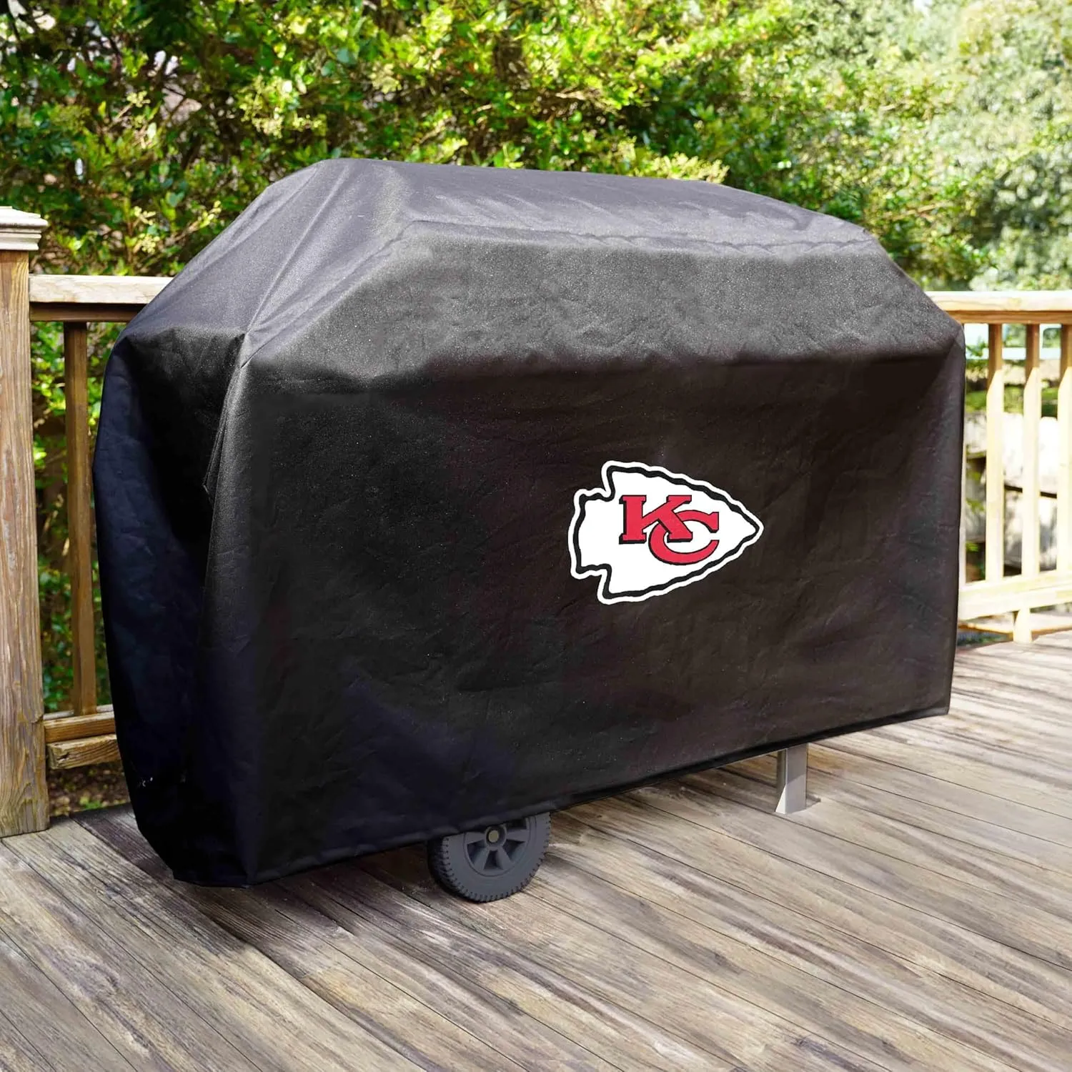 FANMATS 41141 NFL - Kansas City Chiefs Rectangular Black Grill Cover - Fits 3 and 4 Burner Grills - 68in x 21in x 35in