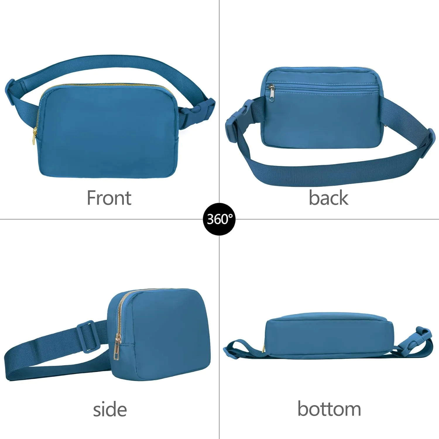 Fanny Pack Crossbody Bag for Women and Men, Belt Bag for Hiking Bum Bag with Adjustable Strap, Waist pack for Running Workout Sports Travel Black Blue