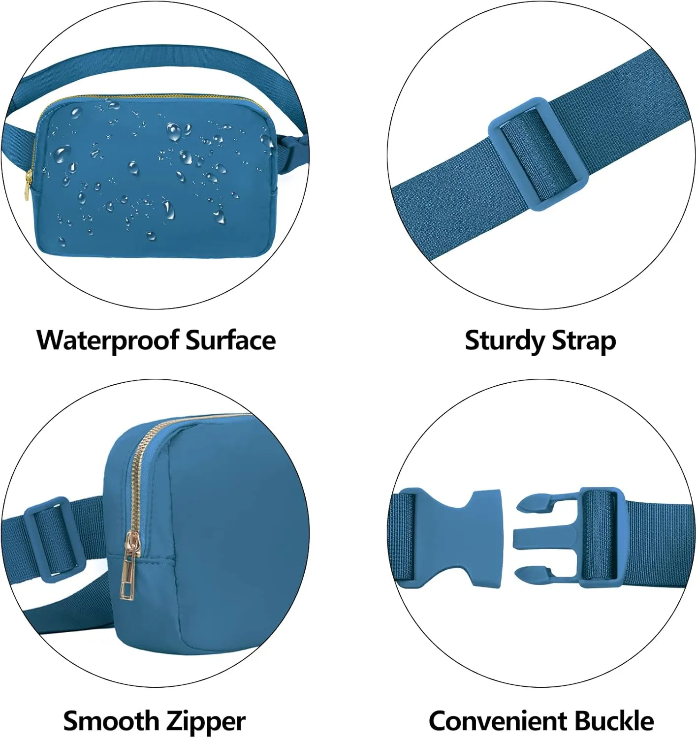 Fanny Pack Crossbody Bag for Women and Men, Belt Bag for Hiking Bum Bag with Adjustable Strap, Waist pack for Running Workout Sports Travel Black Blue