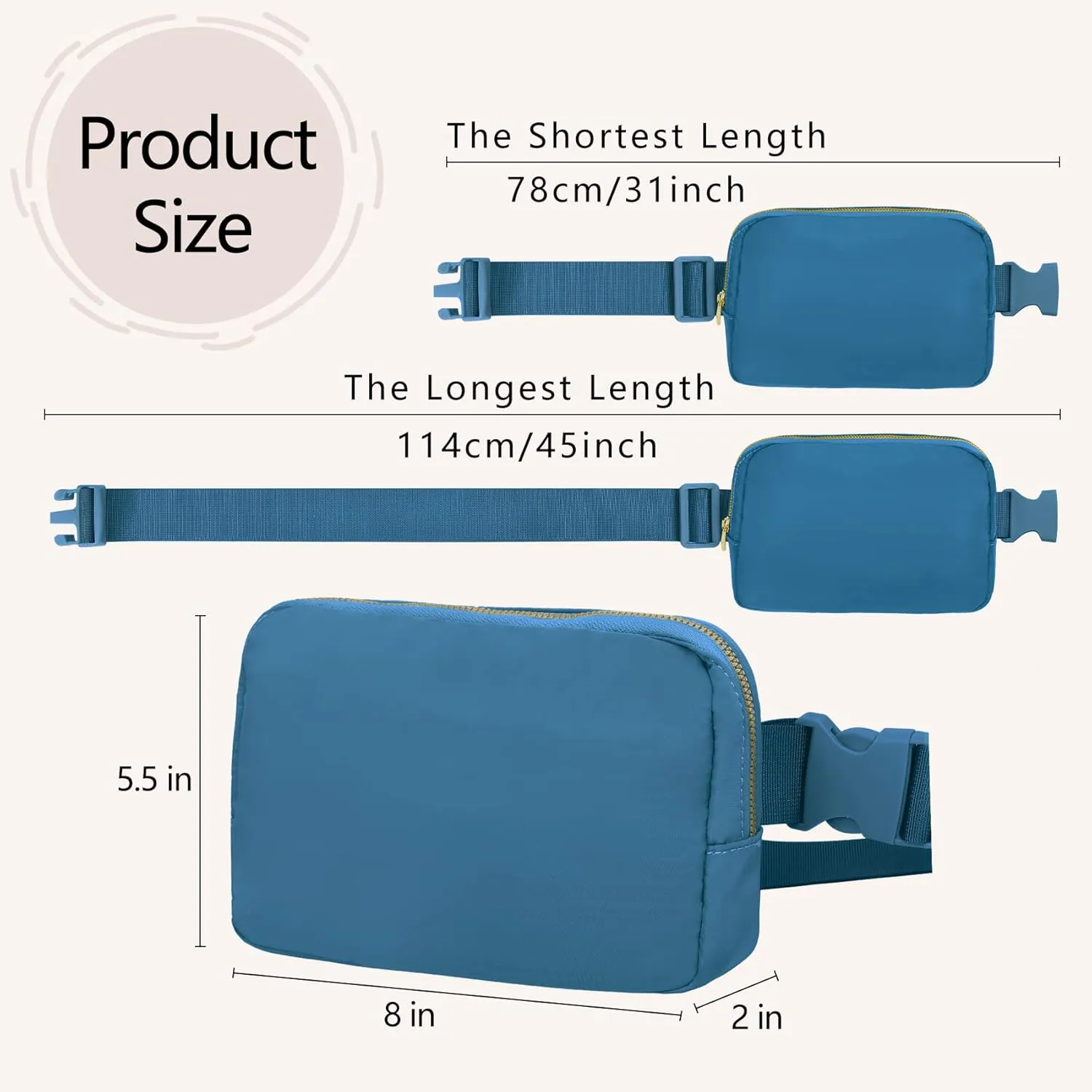Fanny Pack Crossbody Bag for Women and Men, Belt Bag for Hiking Bum Bag with Adjustable Strap, Waist pack for Running Workout Sports Travel Black Blue