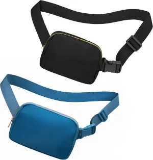 Fanny Pack Crossbody Bag for Women and Men, Belt Bag for Hiking Bum Bag with Adjustable Strap, Waist pack for Running Workout Sports Travel Black Blue