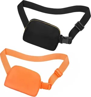 Fanny Pack Crossbody Bag for Women and Men, Belt Bag for Hiking Bum Bag with Adjustable Strap, Waist pack for Running Workout Sports Travel Black Orange