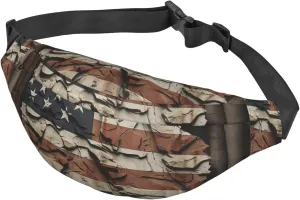 Fanny Pack For Men Women Casual Belt Bag Waterproof Waist Bag Interstellar American Flag Camouflage Running Waist Pack For Travel Sports