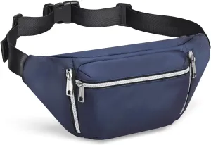 Fanny Pack for Men Women, Waterproof Nylon Anti Theft Waist Bag for Travel Hiking Running Sports Belt Bag (Blue)