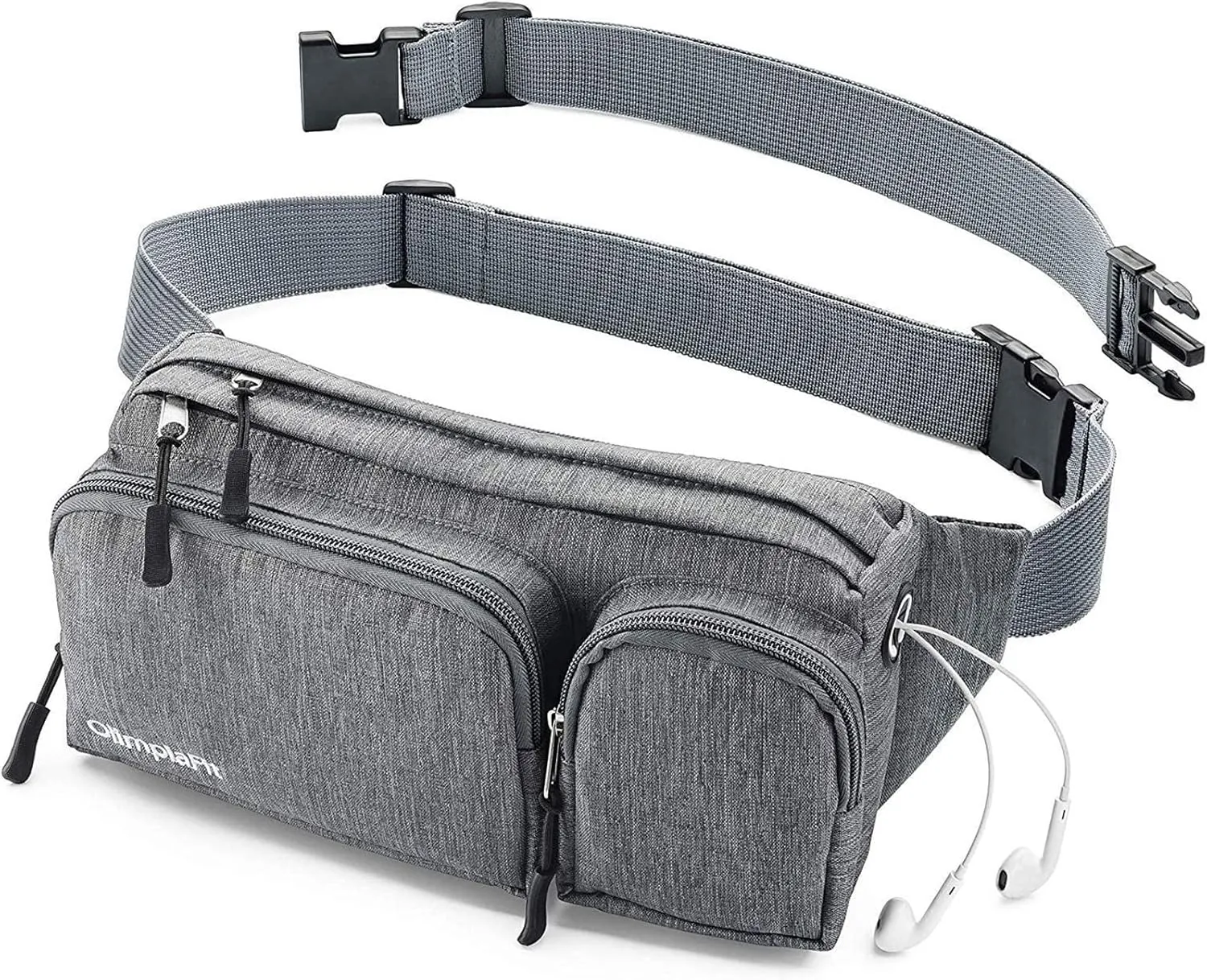 Fanny Pack For Women & Men Cute Waist Bag - Hiking Travel Camp Running - Headphone Hole, Money Belt with 6 Pockets, Strap Extension - Easy Carry Any Phone, Passport, Wallet - Water Resistant Holder
