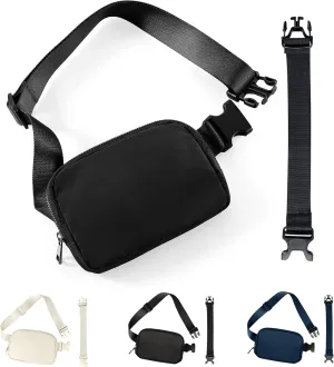 Fanny Pack for Women Men,Fashion Crossbody Bag Mini Belt Bag with Adjustable Strap and 11.8in Extension Belt, Waterproof Waist Bag for Outdoor Running Hiking Walking Travel (Black)