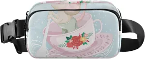 Fanny Pack Waist Bag for Men Women Mouse in A Tea Cup Crossbody Fashion Waist Packs Belt Bag with Adjustable Strap for Traveling, Hiking, Jogging, Cycling