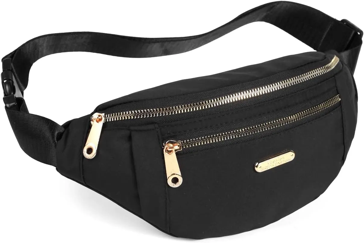 Fanny Pack Waist Pack for Women, Fashion Waist Bag with Adjustable Strap for Travel Sports Running black