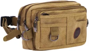 Fanny Packs for Women Men Vintage Canvas Waist Bag Pack Large Capacity Hip Bum Bag with Adjustable Strap Waterproof Casual Crossbody Wallet Waist Bag for Sport Hiking Running Walking Cycling Camping