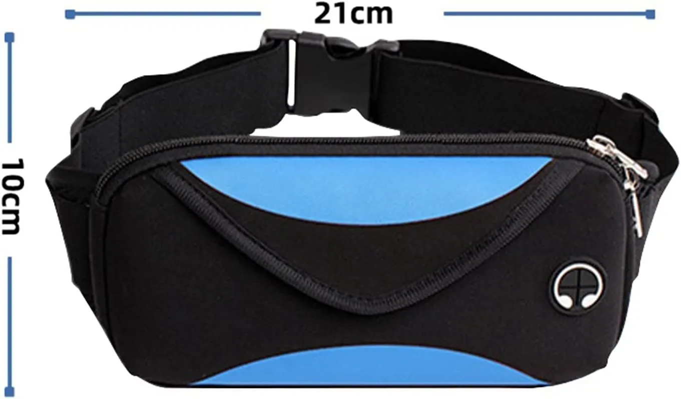 Fashion Waist Packs Sports Waist Bag Cycling Running Jogging Gym Wallet Mobile Phone Shoulder Strap Bag Men Women's Travel Waist Bag(Dark blue)