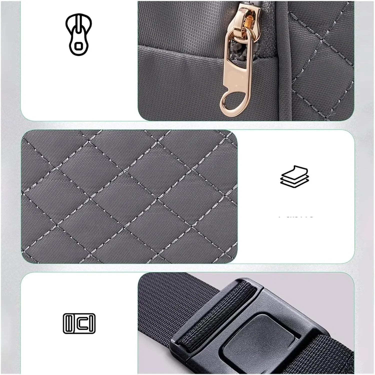Fashion Women Fanny Pack Casual Waist Bag Belt Bag With 3 Zipper Pockets Crossbody Bum Bag Waist Pouch Travel(Gray)