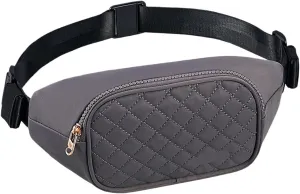 Fashion Women Fanny Pack Casual Waist Bag Belt Bag With 3 Zipper Pockets Crossbody Bum Bag Waist Pouch Travel(Gray)
