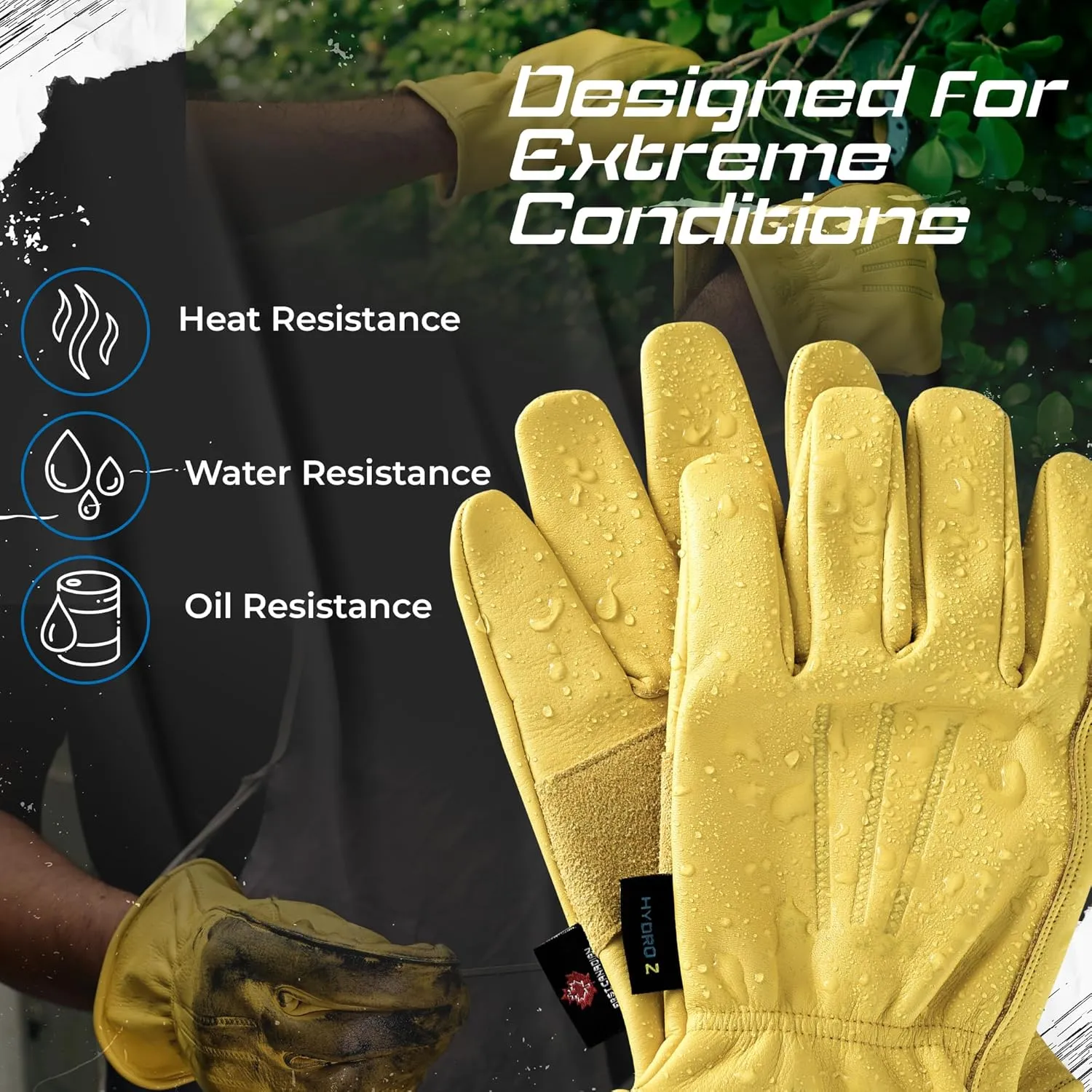FCI Heavy Duty Cowhide Leather Safety Work Gloves for Men & Women | Waterproof Working Glove (Unlined, X-Large)