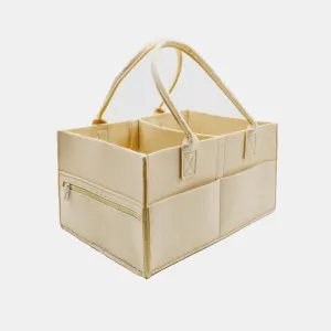 Felt Baby Diaper Caddy Organizer, Diaper Caddy Basket - Large Nursery Storage Bin for Baby Essentials, Portable Holder Tote Bag for Change Table, Newborn Registry Must-Have, Khaki