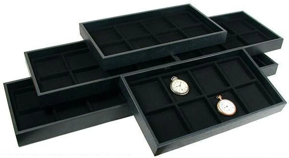 FindingKing 8 Slot Pocket Watch Jewelry Black Display Showcase Tray