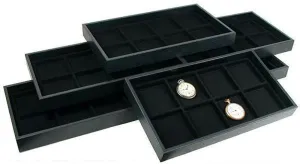 FindingKing 8 Slot Pocket Watch Jewelry Black Display Showcase Tray