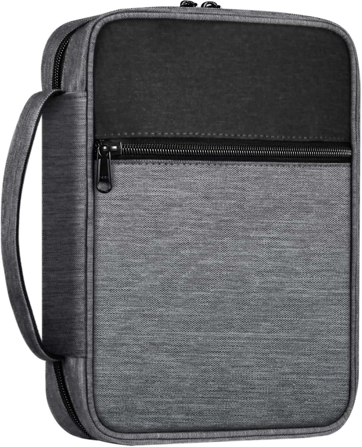 FINPAC Bible Cover Small Size Church Study Book Carrying Bag, Bible Protective Case with Handle and Zippered Pocket for Men Women Mother Lady, Gray
