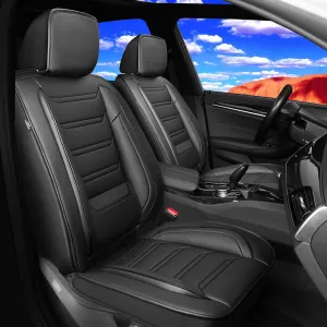 Fit Colorado Car Seat Covers for Select Chevy Colorado 2015-2025 LT Z71 Work Truck ZR2 Trail Boss (5 Seats)- Full Coverage Leather, Waterproof & All Weather Seat Cushion Protector, Black