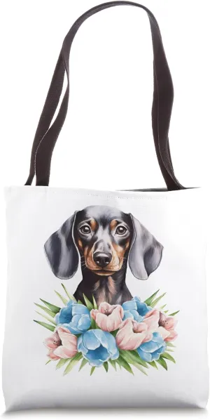 Floral Wildflower Wiener & Dachshund Tote Bag