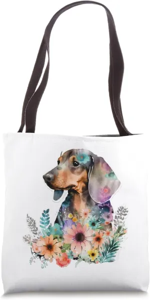 Floral Wildflower Wiener & Dachshund Tote Bag