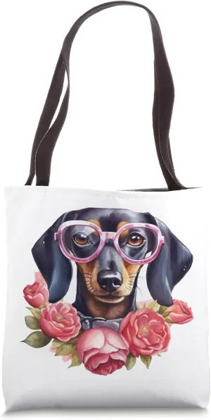 Floral Wildflower Wiener & Dachshund Tote Bag