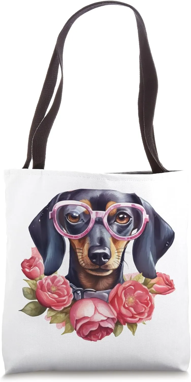 Floral Wildflower Wiener & Dachshund Tote Bag
