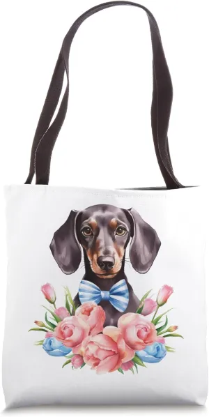 Floral Wildflower Wiener & Dachshund Tote Bag