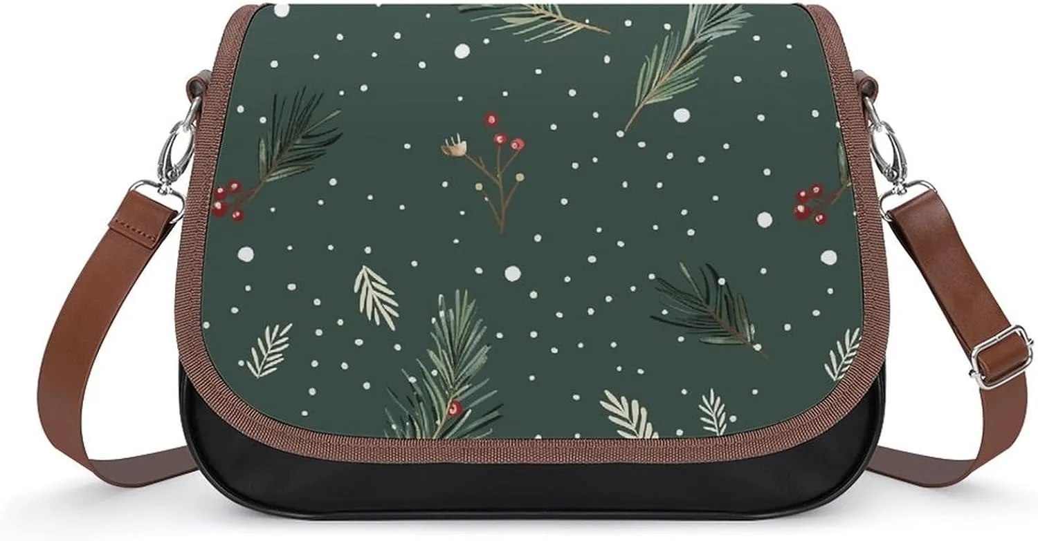 Flowers on White Background Crossbody Bags for Women Travel Shoulder Bag Small Leather Cross Body Handbags