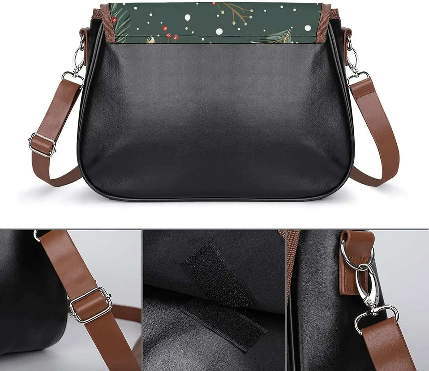 Flowers on White Background Crossbody Bags for Women Travel Shoulder Bag Small Leather Cross Body Handbags