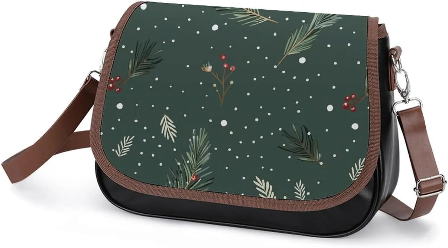 Flowers on White Background Crossbody Bags for Women Travel Shoulder Bag Small Leather Cross Body Handbags