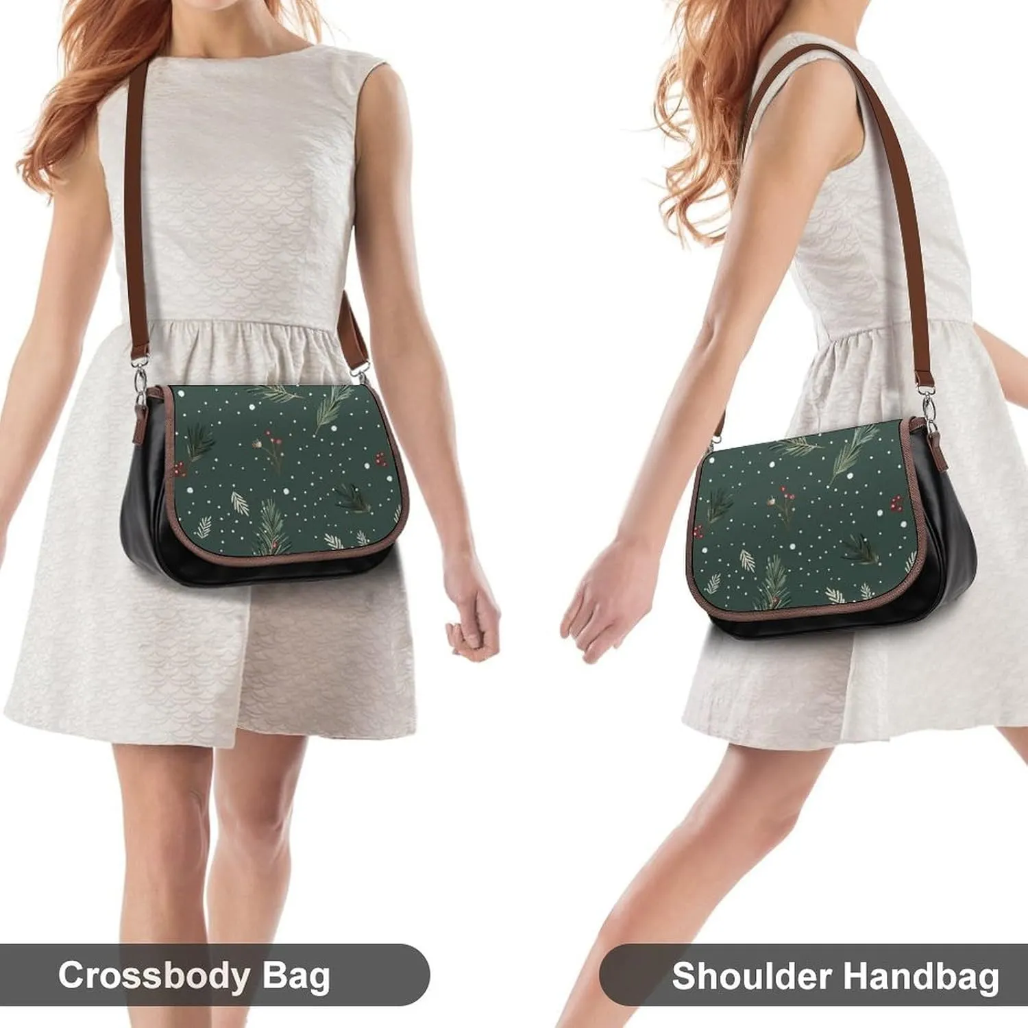 Flowers on White Background Crossbody Bags for Women Travel Shoulder Bag Small Leather Cross Body Handbags