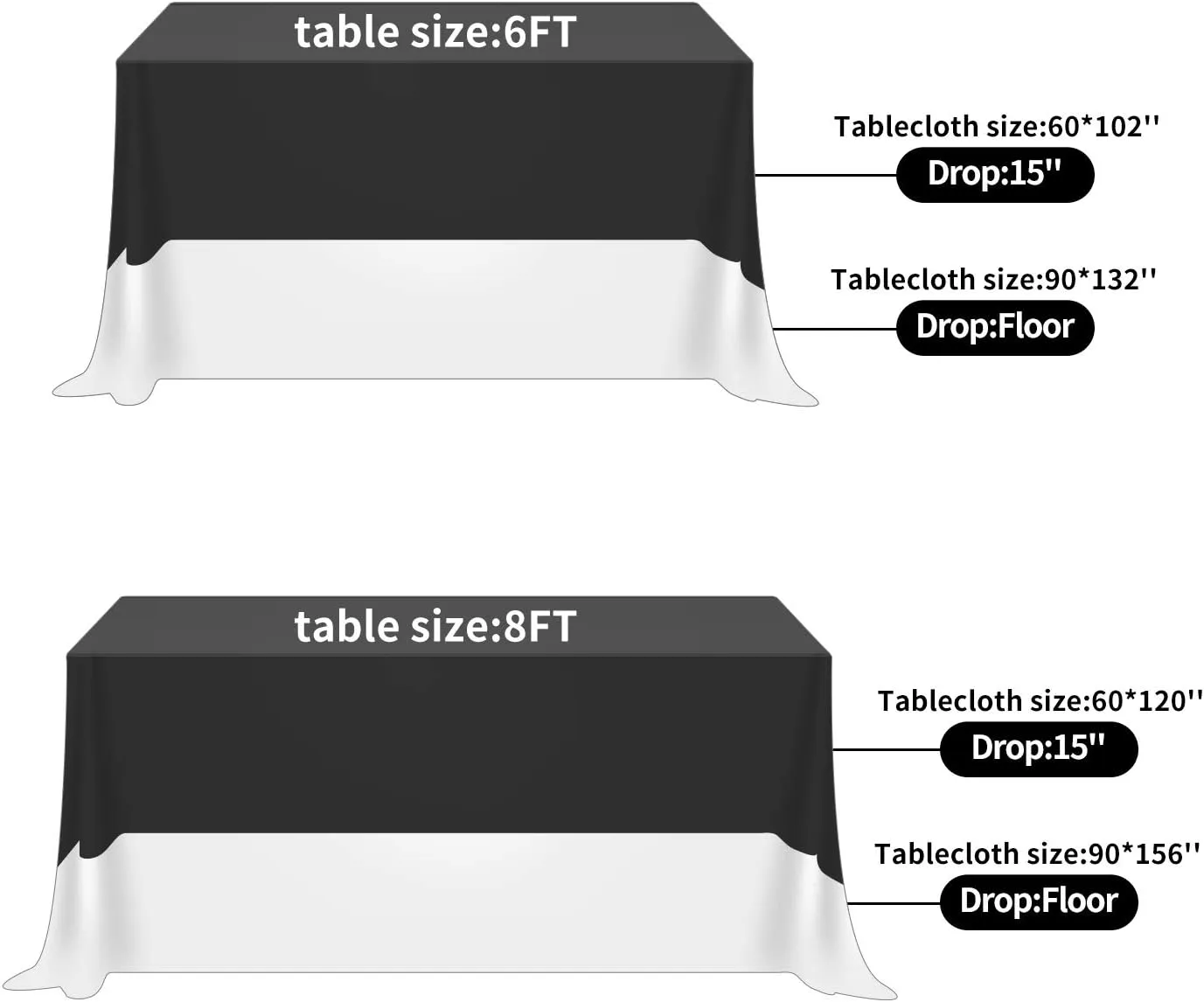 Fokitut 2 Pack Waterproof Rectangle Tablecloth, 90x156 Inch,Stain Resistant and Wrinkle Polyester Table Cloth, Fabric Table Cover for Kitchen Dining, Wedding, Party, Holiday Dinner-Caribbean Blue