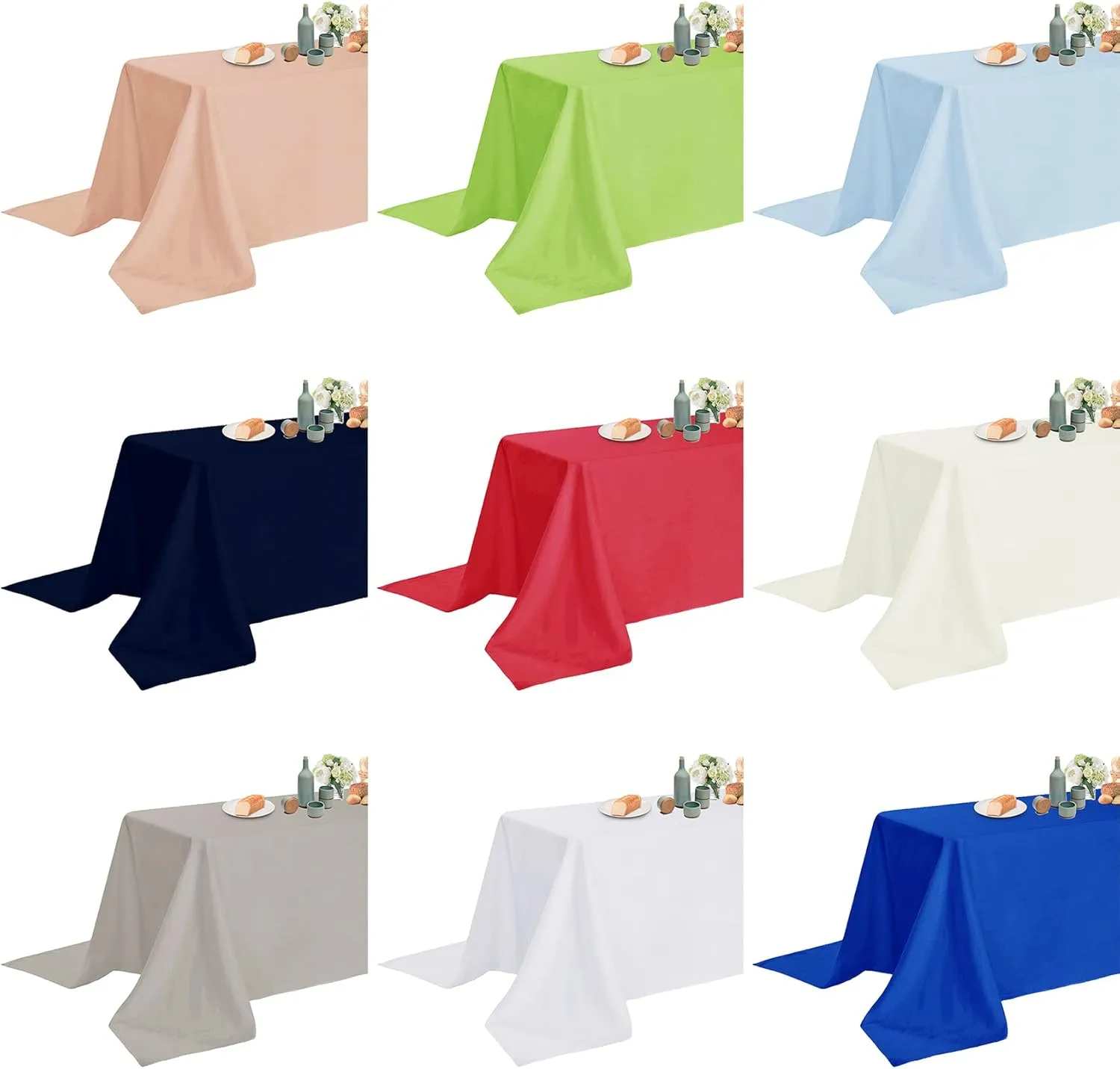 Fokitut 2 Pack Waterproof Rectangle Tablecloth, 90x156 Inch,Stain Resistant and Wrinkle Polyester Table Cloth, Fabric Table Cover for Kitchen Dining, Wedding, Party, Holiday Dinner-Caribbean Blue