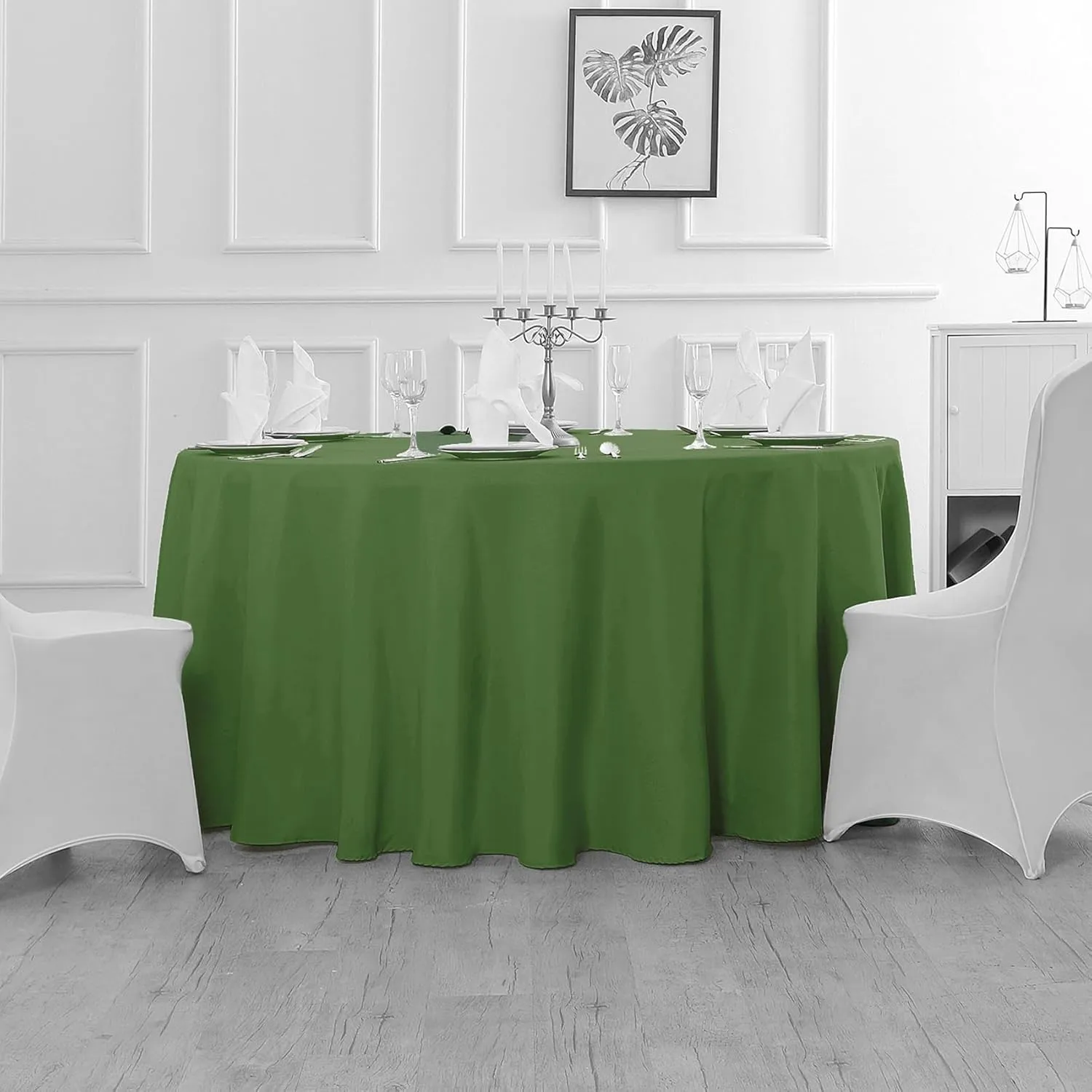 Fokitut 2 Pack Waterproof Round Tablecloth, 90 Inch, Stain Resistant and Wrinkle Polyester Table Cloth, Fabric Table Cover for Kitchen Dining, Wedding, Party, Holiday Dinner-Willow