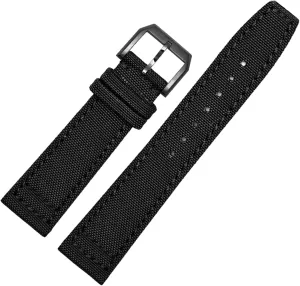 for IWC Pilot Spitfire Timezone TopGun Strap Green Black Belts Wristwatch Straps 20mm 21mm 22mm Nylon Canvas Fabric Watch Band (Color : Pin Black, Size : 20mm)