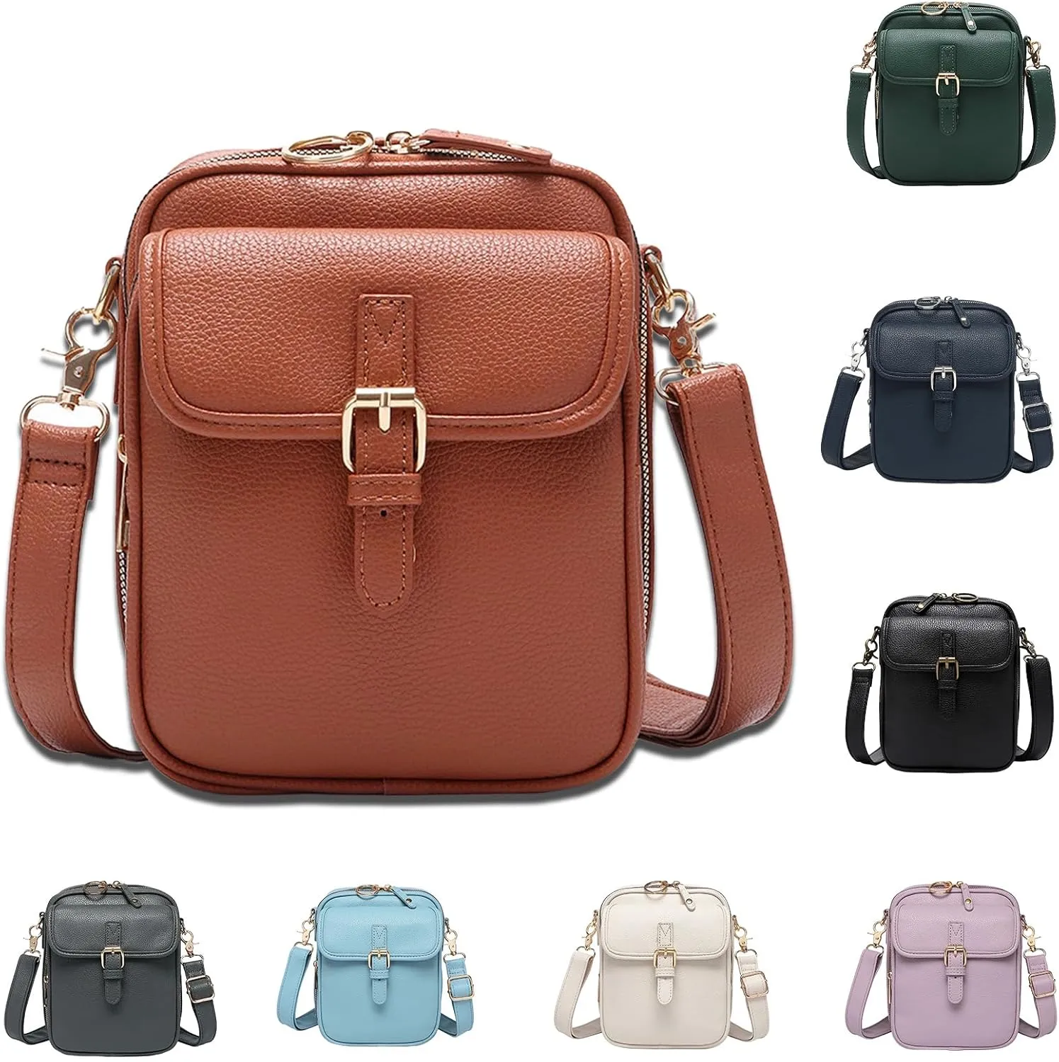 Forcipower Crossbody Leather Bag, Zealburst Crossbody Leather bag, Anti Theft leather bag, With Multiple Card Slots