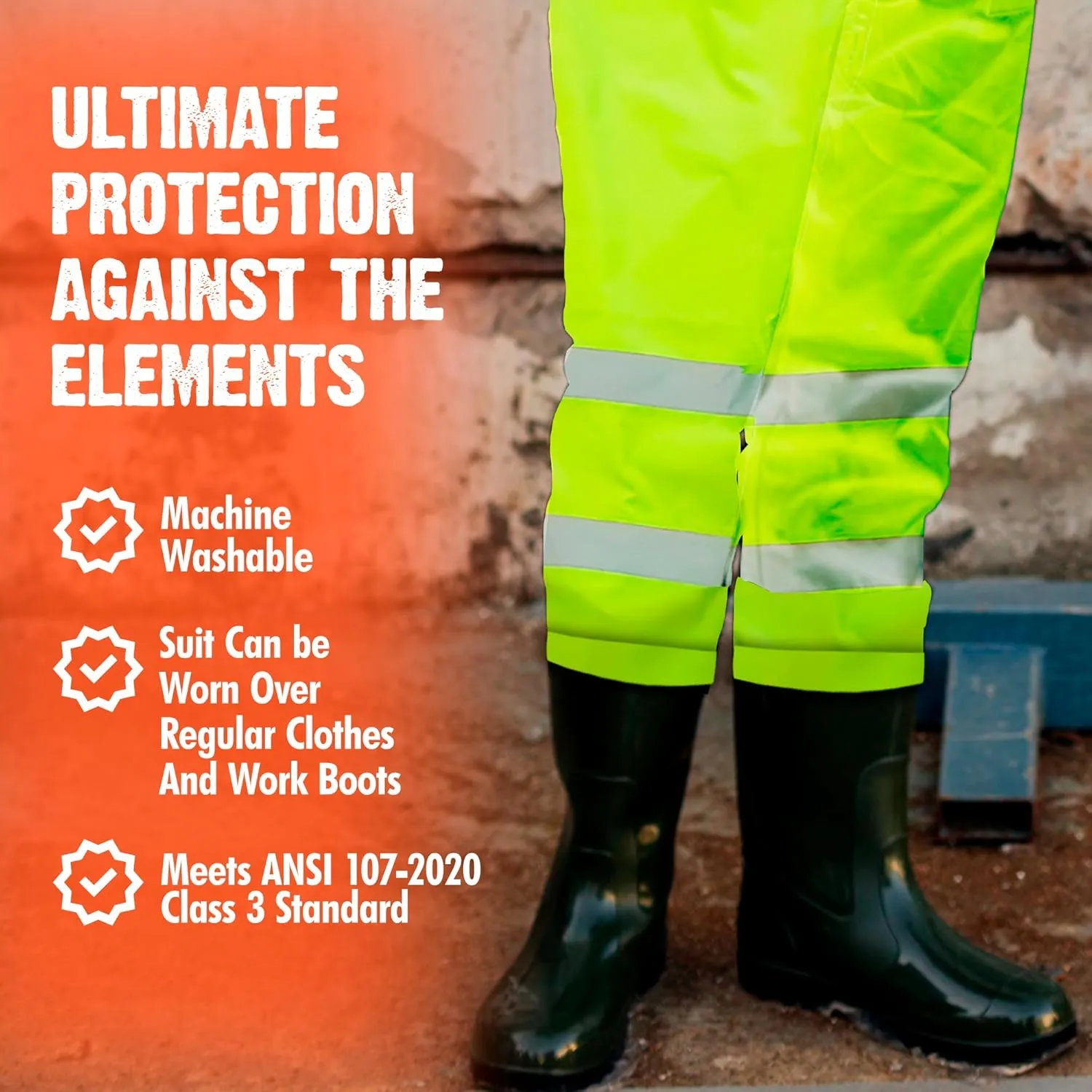 FORESTER Class 3 Hi-Vis Rain Suit - Waterproof Rain Jacket & Pants | Heavy Duty Rain Gear for Men and Women | Lightweight, Reflective Material | X-Large