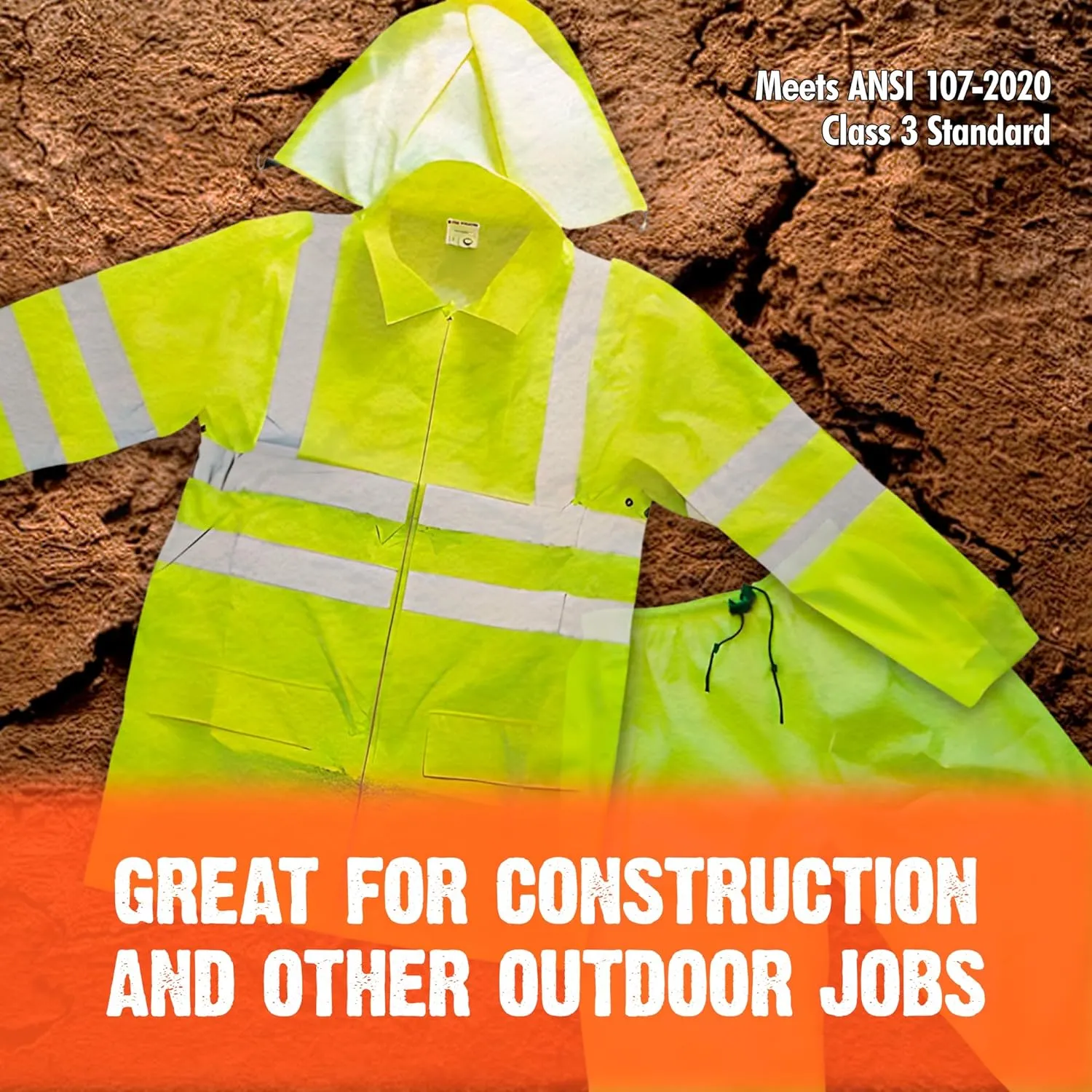 FORESTER Class 3 Hi-Vis Rain Suit - Waterproof Rain Jacket & Pants | Heavy Duty Rain Gear for Men and Women | Lightweight, Reflective Material | X-Large