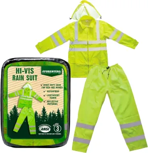 FORESTER Class 3 Hi-Vis Rain Suit - Waterproof Rain Jacket & Pants | Heavy Duty Rain Gear for Men and Women | Lightweight, Reflective Material | X-Large