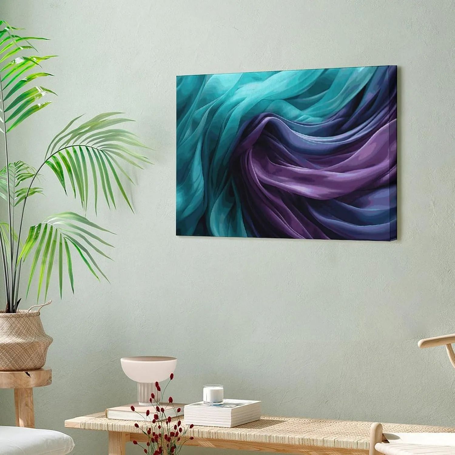 Frame Christmas Wall Decor Light Emerald Green and Purple Printed Square Canvas Wall Art Paintings Wall Decorations for Bedroom Living Room Bathroom Home Decor 15.7 X 11.8 Inches