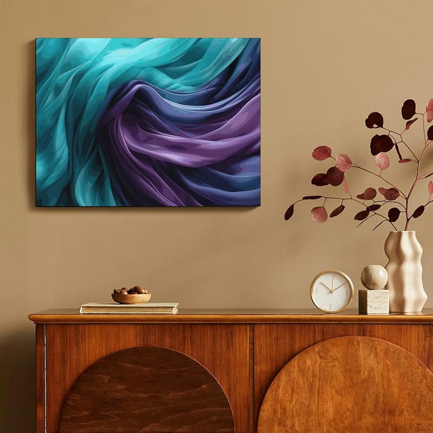 Frame Christmas Wall Decor Light Emerald Green and Purple Printed Square Canvas Wall Art Paintings Wall Decorations for Bedroom Living Room Bathroom Home Decor 15.7 X 11.8 Inches